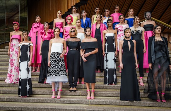 Models on the catwalk for Carla Zampatti's Spring/Summer 2015 collection showcase.