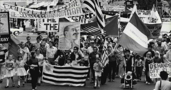 May Day marchers on George Street, Sydney on May 3, 1981. 