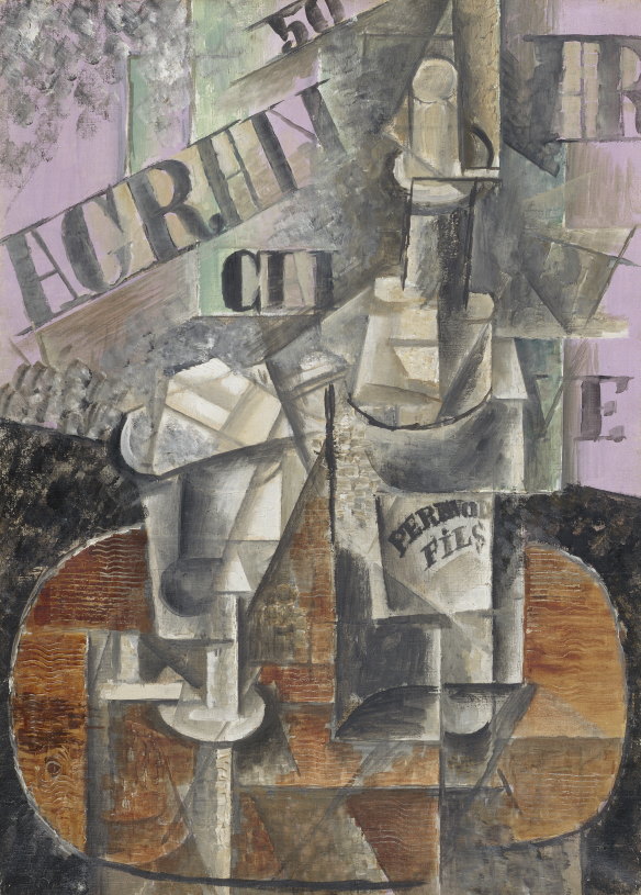 Pablo Picasso's Table in a Cafe (Bottle of Pernod), 1912.