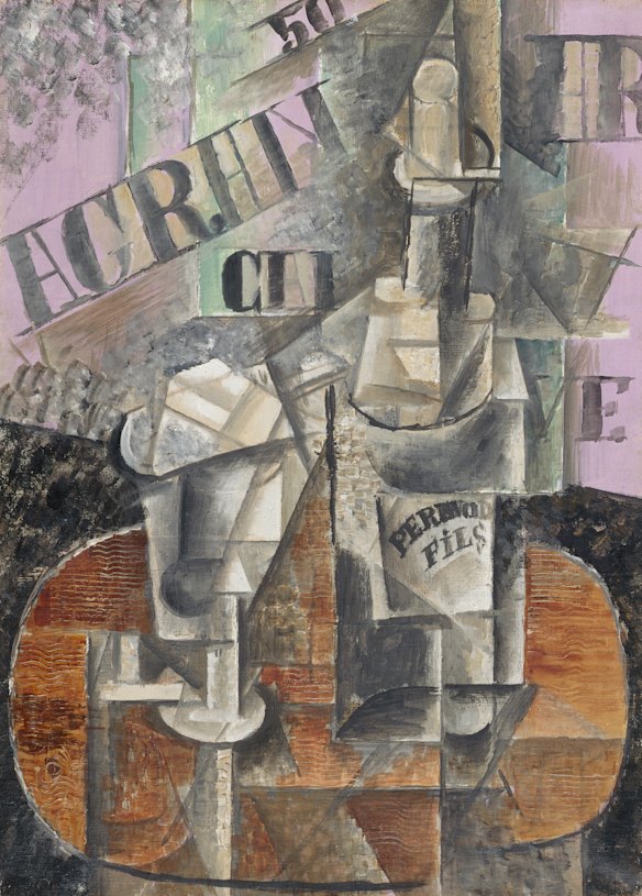 Pablo Picasso's Table in a Cafe (Bottle of Pernod), 1912.