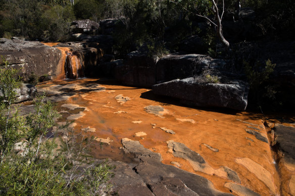 Discolouration in Sydney's Special Area that WaterNSW has blamed on mining underneath.