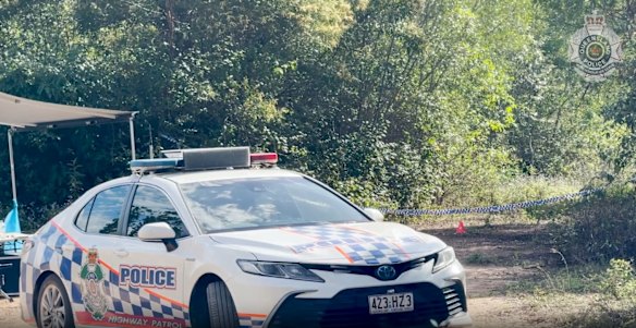 Police at the scene in Gin Gin. 