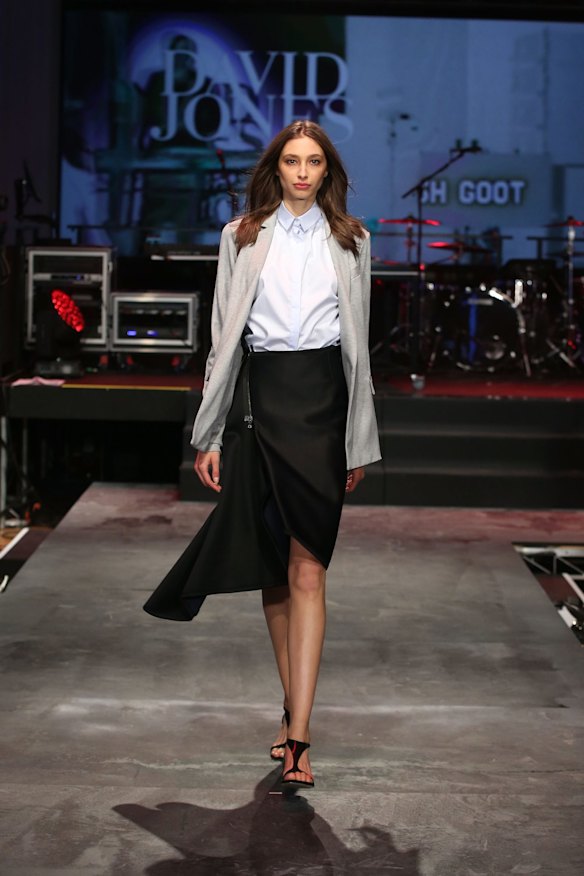 A model showcases designs by Josh Goot.