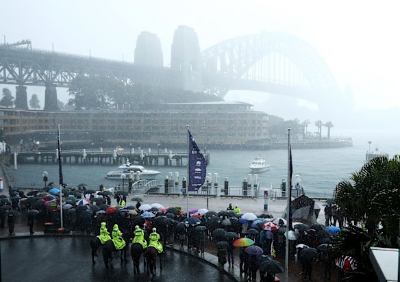 A general view as Prince Harry meets well-wishers at Campbells Cove on June 7, 2017 in Sydney, Australia.