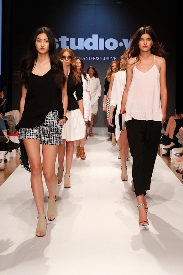 Models showcase designs by Studio.W during the label launch at the David Jones Elizabeth Street Store in Sydney.