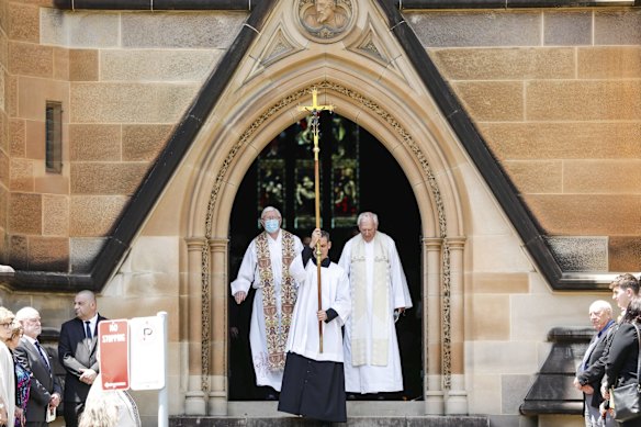 The casket leaves after State Funeral for the Honourable Susan Maree Ryan AO held at Saint Mary's Cathedral in Sydney.