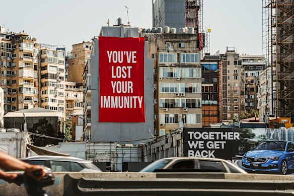 Messages of hope to the people on the highway in Beirut. Triggered by hoarding, smuggling, the sudden withdrawal of government subsidies and the inability of the cash-strapped state to import supplies, the fuel crisis turned deadly last month when a tanker exploded in the northern town of al-Tleil while Lebanese soldiers distributed petrol seized from the black market. Twenty-seven people burned to death.