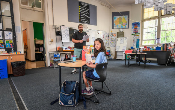 Sophie Chong, 10, attended school on Wednesday so her parents who are both doctors could work. 