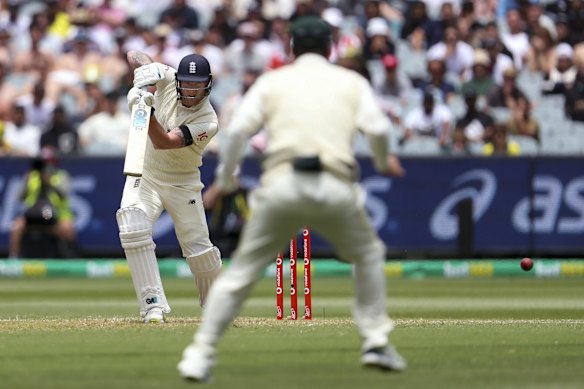 England's Ben Stokes bats against Australia.