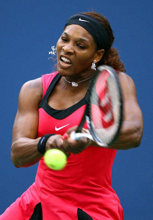 Serena Williams of the United States returns a shot against Samantha Stosur of Australia during the women's singles final at the 2011 US Open.