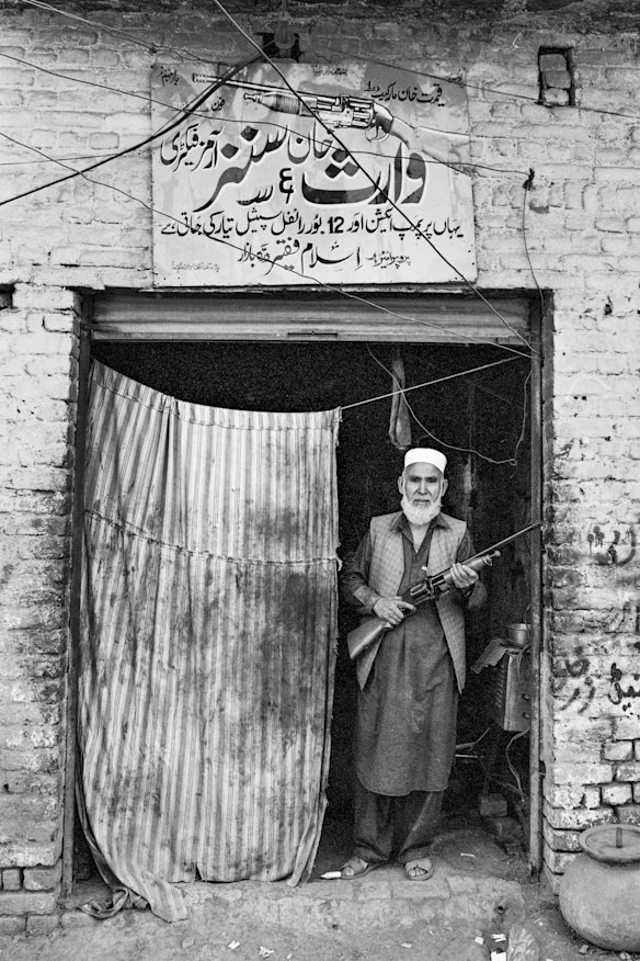 Outside gun shop in Darra.