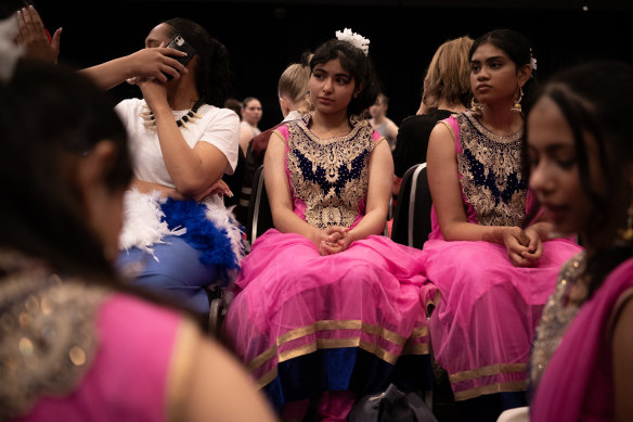 Performers patiently wait for their turn for the 40th NSW Schools Spectacular.