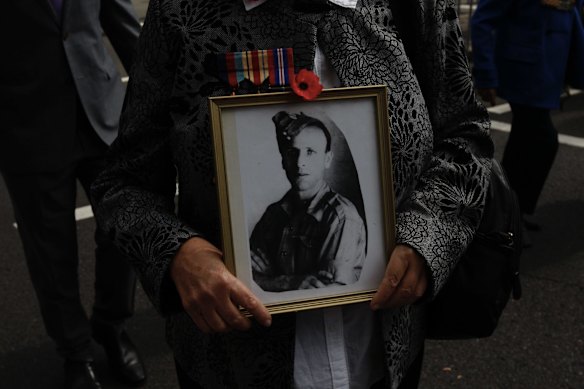 ANZAC Day march down Elizabeth St, Sydney.