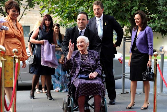 Dame Elisabeth arrives for her 102nd birthday celebrations.