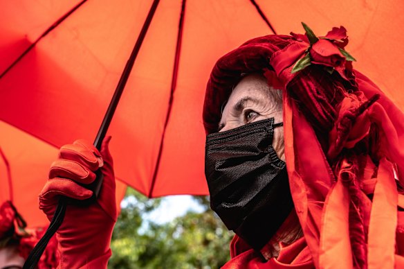 People gathered in front of the Prime Minister's Kirribilli residence for the School Strike 4 Climate protest.