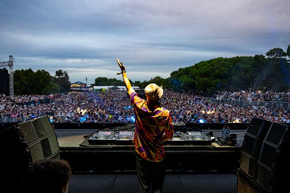 DJ Fisher, pictured playing at LIV Golf Adelaide in 2024. 