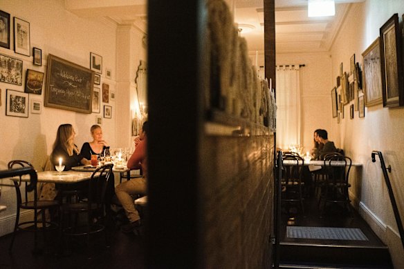 A restaurant is seen on the first night of eased coronavirus lockdown conditions in Enmore.