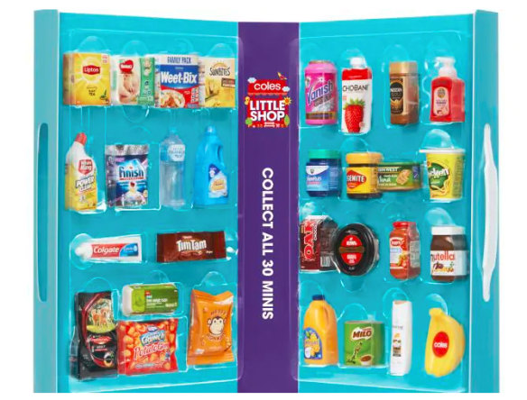  Coles is giving away toy plastic replicas of some of its grocery products.