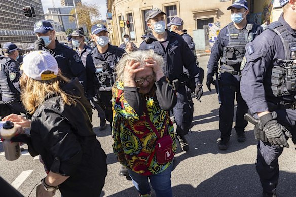 Anti-lockdown protest at Victoria Park in Sydney.
