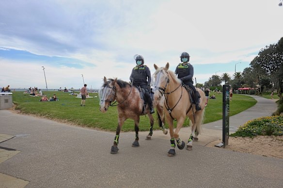Police patrol in St Kilda