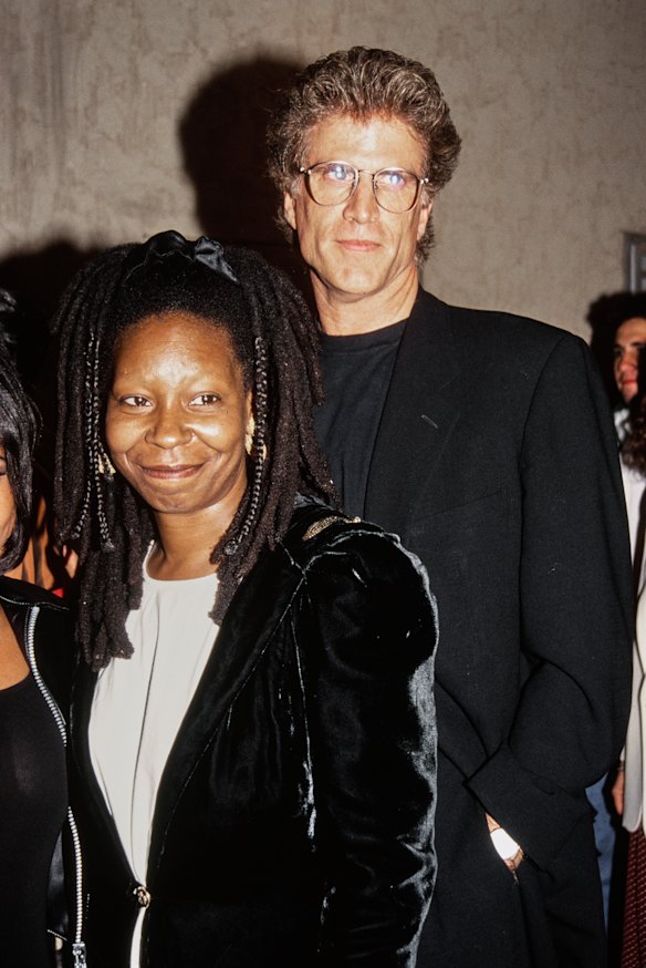 Whoopie Goldberg and Ted Danson attend the premiere of Made in America in May 1993.