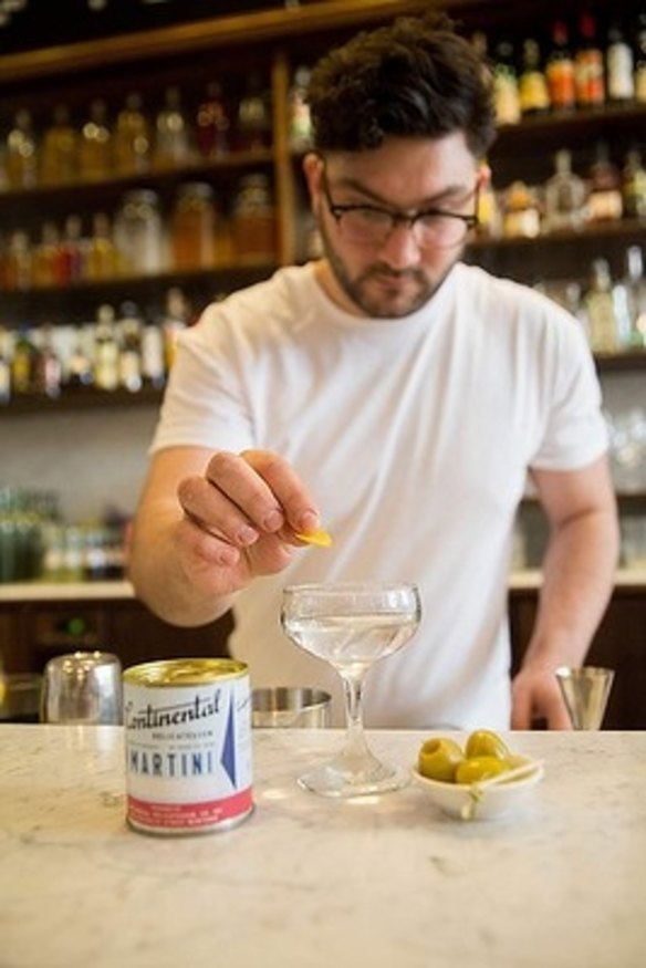 One of the famed Martinnies at Continental Deli, as made by skilled mixmaster Mikey Nicolian.