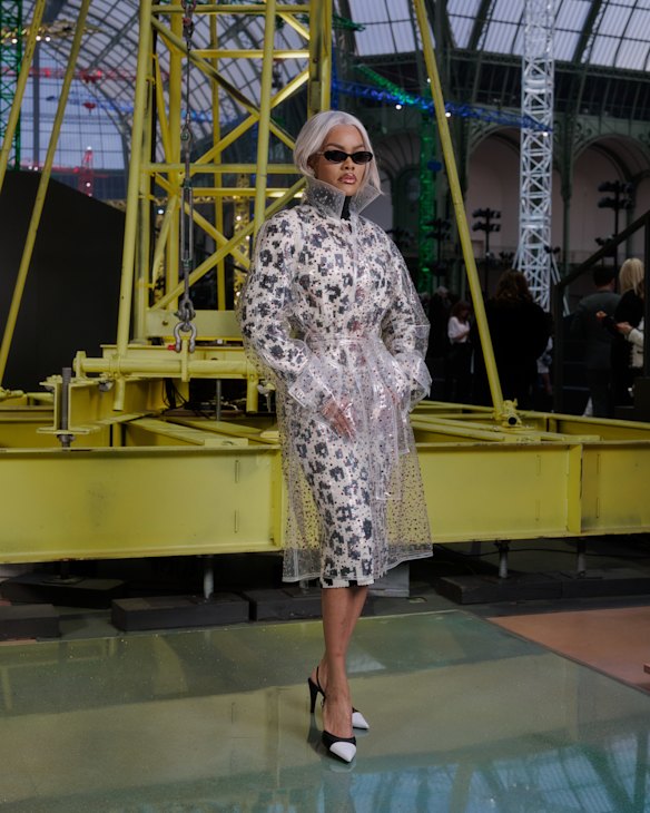 Teyana Taylor front row at the Chanel womenswear show in Paris.