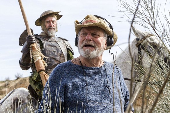 Terry Gilliam, front, with Jonathan Pryce on the set of <i>The Man Who Killed Don Quixote</i>.