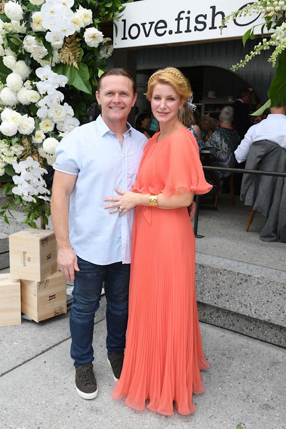 Michael and Michelle Milkovic at the Love.Fish Melbourne Cup lunch in Barangaroo.