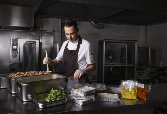 Former executive chef at Dedes Waterfront Group Gavin Carfax-Foster preparing ready meals that he sells under his Westbourne Lane label.