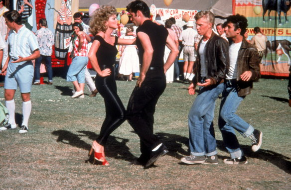 Olivia-Newton John and John Travolta in a scene from the 1978 film Grease.