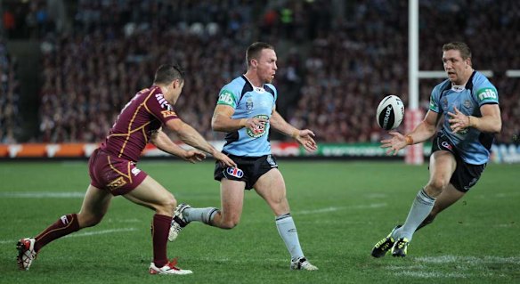 Ryan Hoffman recieves the ball.