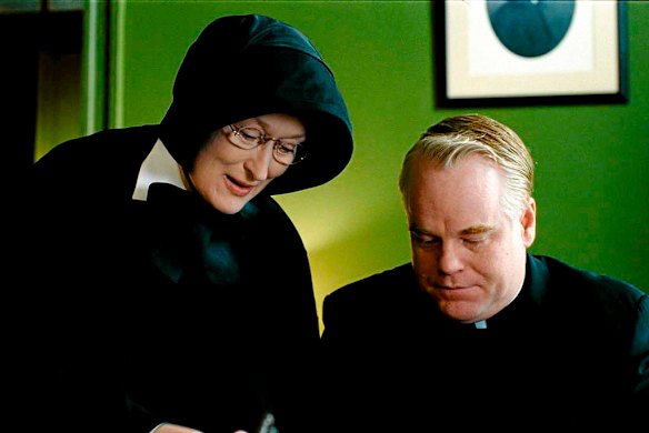 With Meryl Streep on the set of 2008's  <i>Doubt</I>.