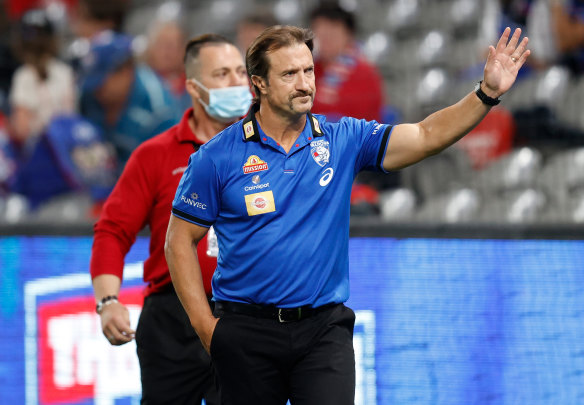 Here I am: Luke Beveridge has signed a two-year contract extension. 