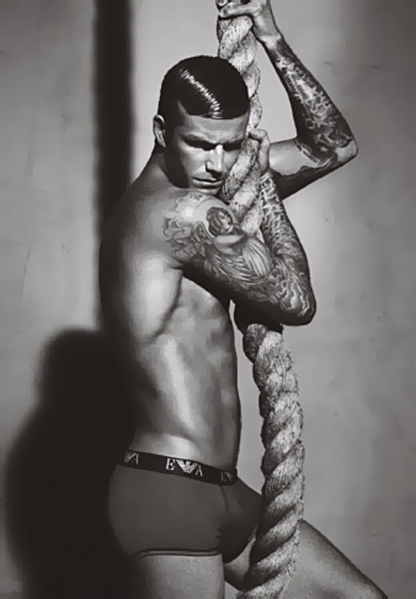 One of David Beckham's campaign shots for Emporio Armani underwear.