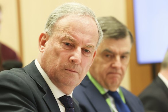 Minister for Senior Australians and Aged Care Services  Richard Colbeck and Secretary of the Department of Health Professor Brendan Murphy taking questions during Senate estimates on  Tuesday 1 June.