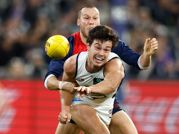 Back on board: Jack Silvagni will face the Bombers on Sunday night.