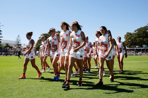 The Giants were whisked straight to the airport after their match against Fremantle.