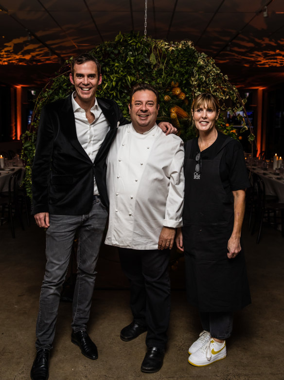 Two Good co-founder Rob Caslick with chefs Peter Gilmore and Skye Gyngell at Thursday night's fundraiser.