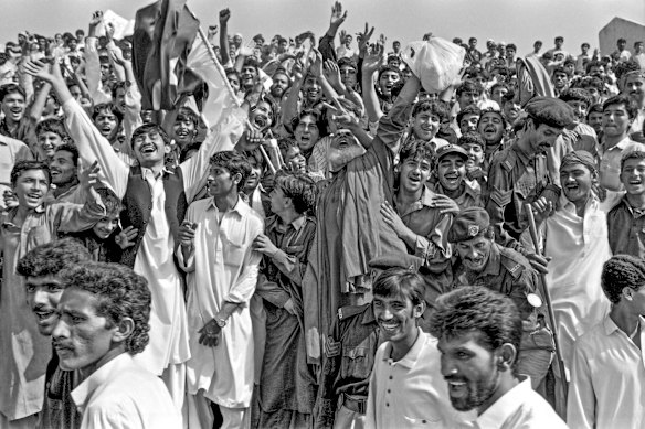 Pakistani fans create a carnival atmosphere at Peshawar.