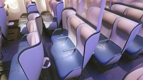 Another design on the awards shortlist aimed to improve social distancing on planes without reducing the overall number of seats. British designers PriestmanGoode's "Pure Skies" concept uses partitions in both business and economy class to create better separation between passengers.