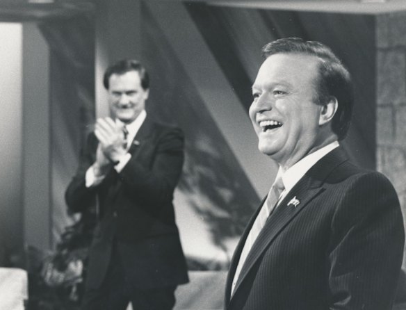 Pete Smith with Bert Newton in 1984.