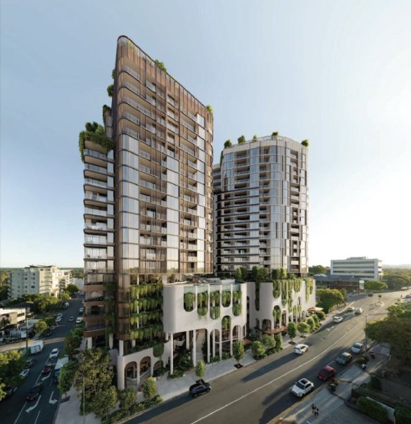 An impression of the development proposed for 30-44 Station Road, 11 Riverview Terrace and 12 Foxton Street in Indooroopilly.