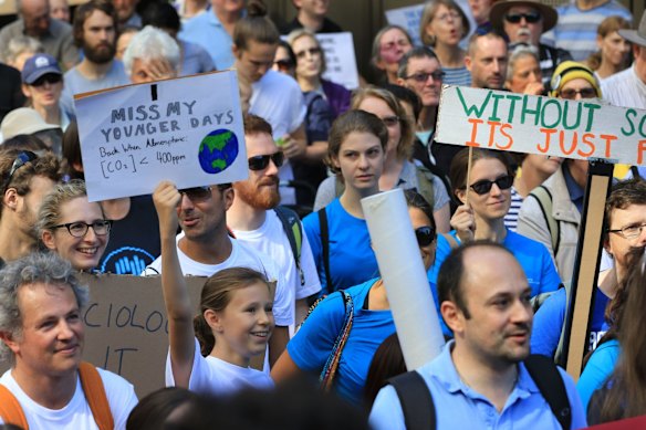 Kalina Bond 12yrs at the March for Science Sydney rally in Martin Place.