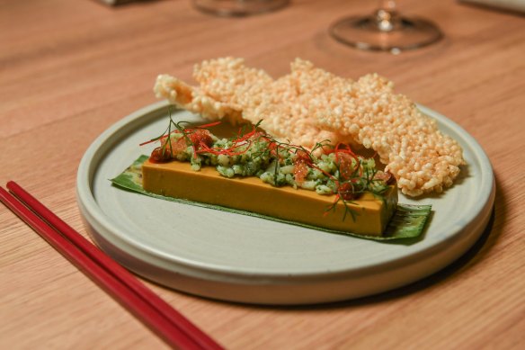 Sunda's modern spin on otak otak topped with spanner crab.