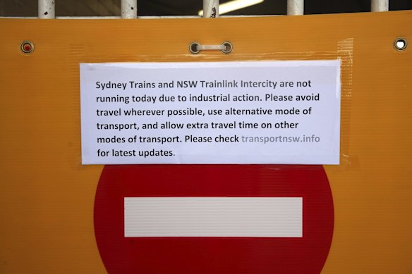 A note for commuters at Redfern station on Monday.