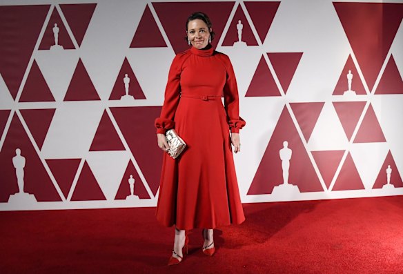 Olivia Colman arrives at a screening of the Oscars in London.