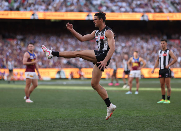 In the spotlight: Scott Pendlebury was an important player on grand final day against Brisbane; now his future has become a hot topic.