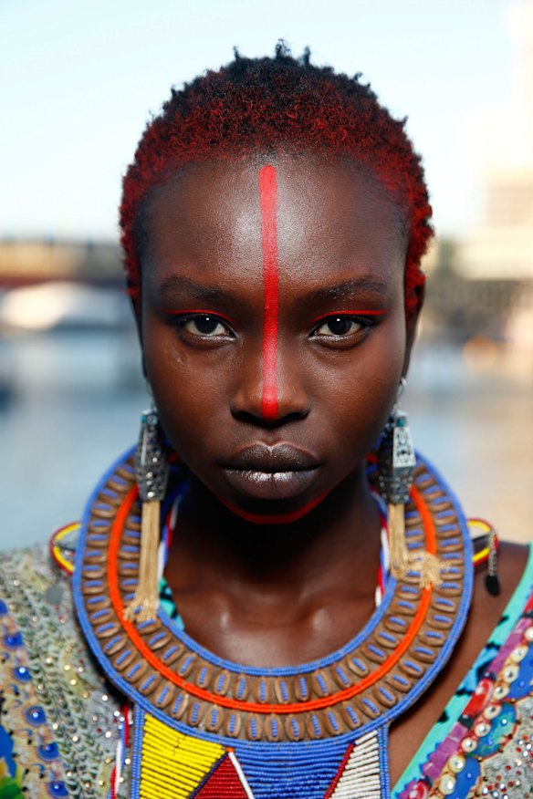 A model posing at the Camilla show at Mercedes-Benz Fashion Week Resort 17 Collections on The Seadeck boat on May 19, 2016 in Sydney, Australia.