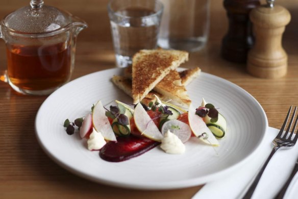 House-cured ocean trout with pickled cucumber at Rudimentary in Footscray.